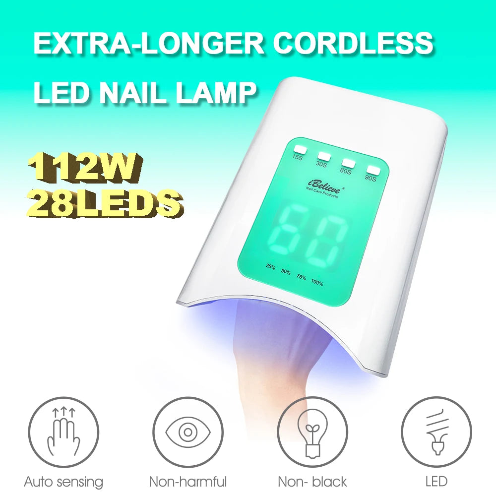 112W Cordless Nail Machine Rechargeable New Nail Dryer Uv Led Lamp