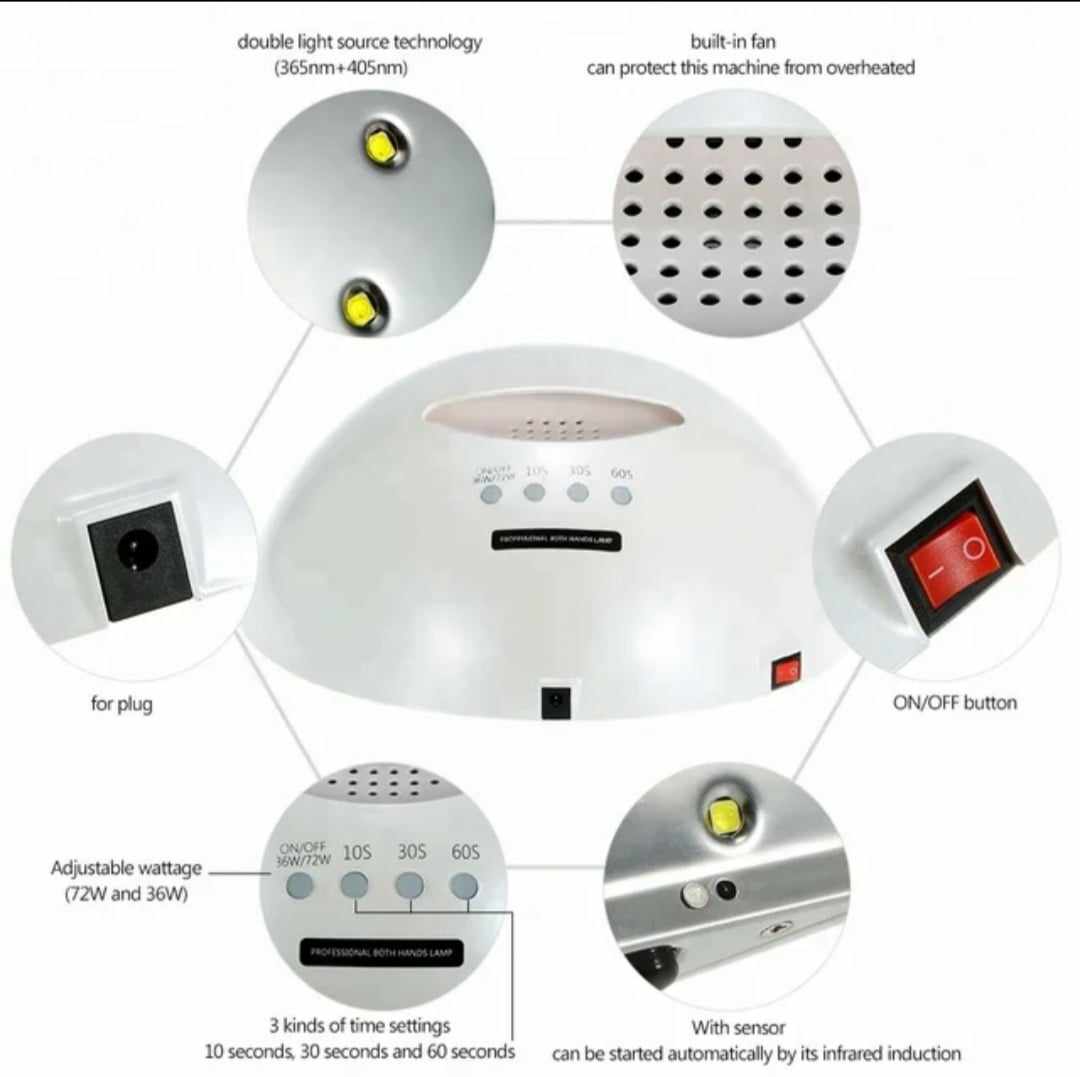 72W UVLED Dual Light Solar Nail Lamp