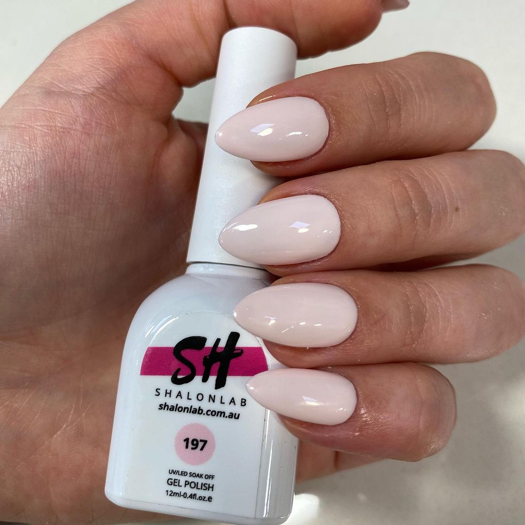 Shalonlab 197 is the softest palest pink nude gel nail polish colour.